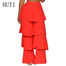 HUTI High Quality Black Zip Back Tiered Layered Ruffle Pants Long Trousers Office Lady Women High Street Workwear Flare Pants HUTI High Quality Black Zip Back Tiered Layered Ruffle Pants Long Trousers Office Lady Women High Street Workwear Flare Pants
