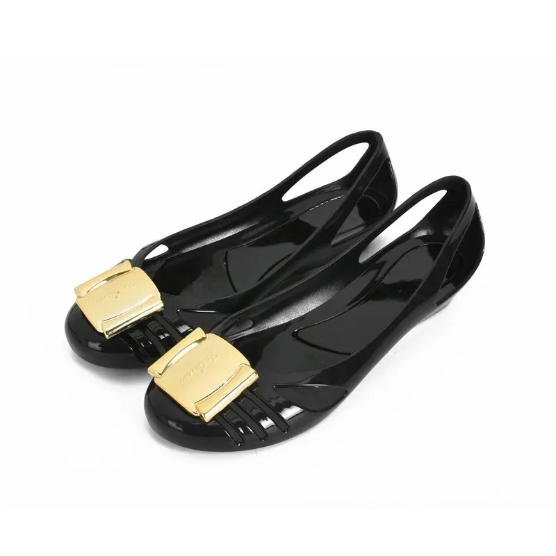 

Simple wild jelly shoes Baotou hollow increased plastic crystal beach shoes comfortable flat female sandals