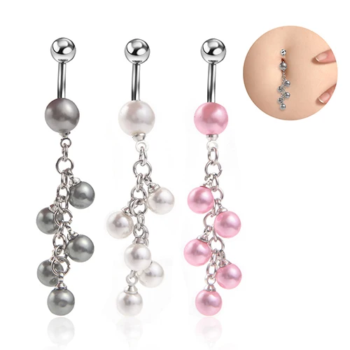 

Women's Fashion Faux Pearls Body Piercing Navel Belly Button Ring Xmas Gift