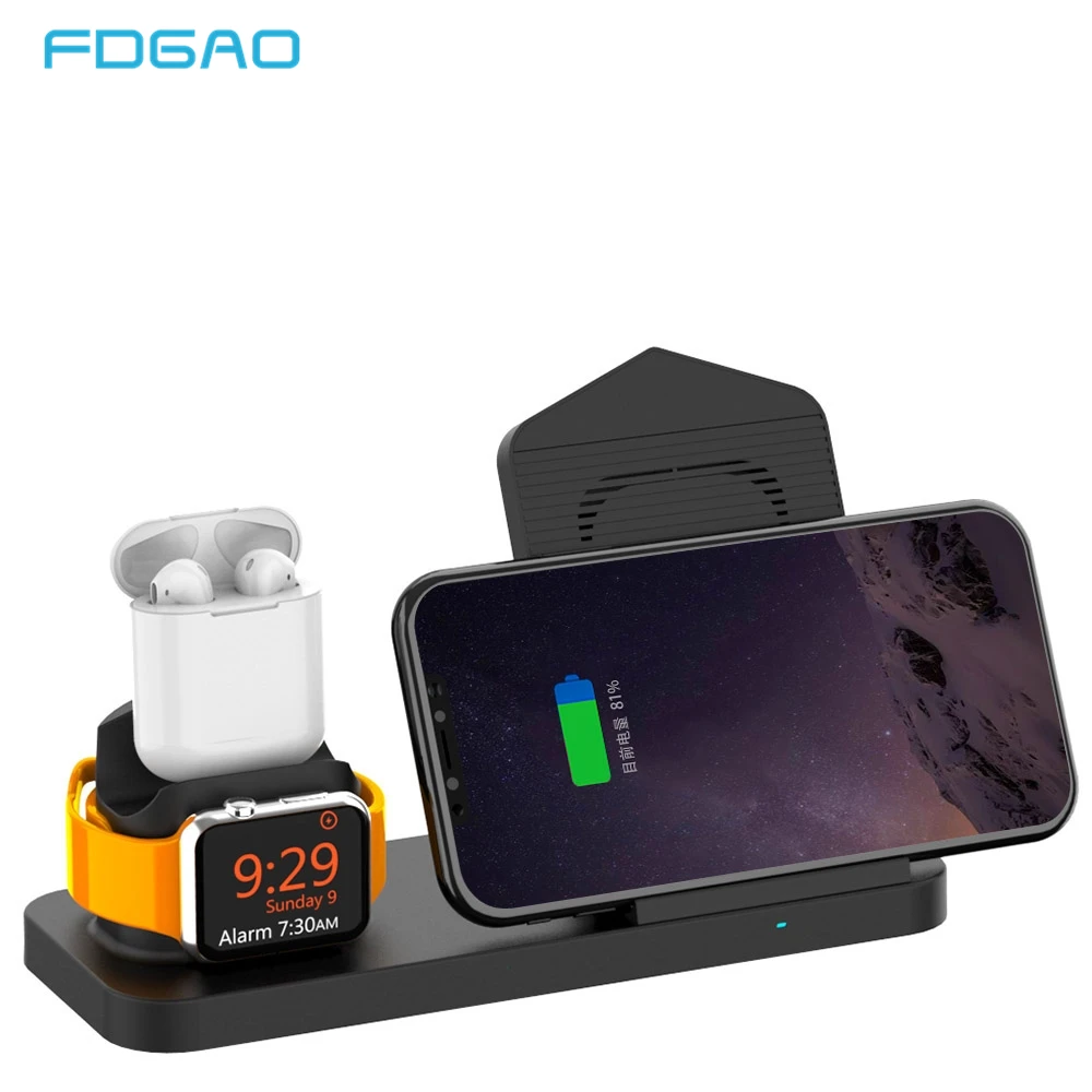 

FDGAO 3 In 1 QI Wireless Charger For iPhone 8 X Xr XS Max Apple Watch 4 3 2 AirPods Phone Holder Fast Charging For Samsung S9 S8