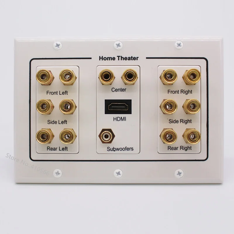  Gold Audio Speaker Connector Panel Socket Multifunction Terminal Box Wall Outlet For HDMI Subwoofer