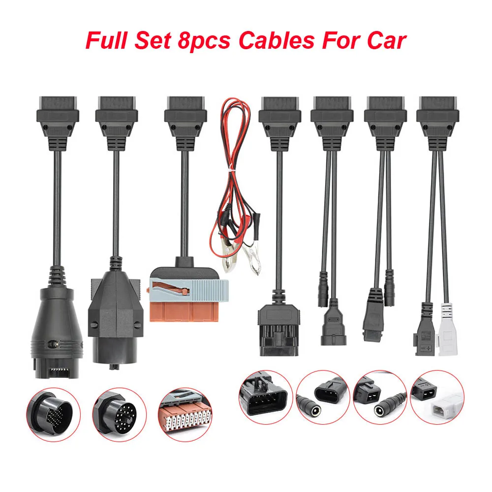 Full Set 8 Cables for Truck Car Automotivo For Scania For BMW OBD OBD2 Scanner Car Diagnostic Auto Tool 8pcs Full Set Cables - Цвет: 8pcs Car Cables