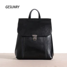 Moda Mujeres Del Cuero Genuino Mochila Cadena Mujeres Calientes de la Alta Calidad Famosa Marca de Estilo de Muy Buen Gusto Bolsa de La Escuela de La Muchacha Bolsas de Viaje
