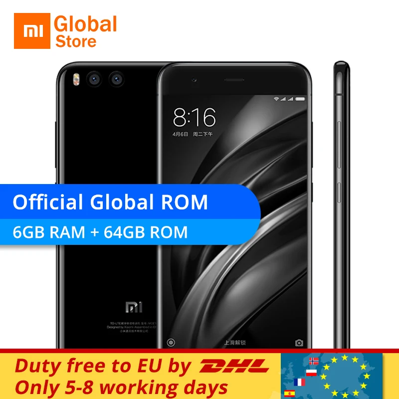 Xiao mi 6 ГБ оперативная память 64 Встроенная мобильный телефон Snapdragon 835 5 15 &quotFHD