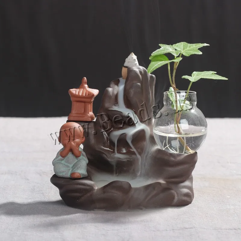 The Little Monk Backflow Incense Burner Ceramic Stick Incense Holder With Vase Aromatherapy Furnace Holder Use In Home Teahouse