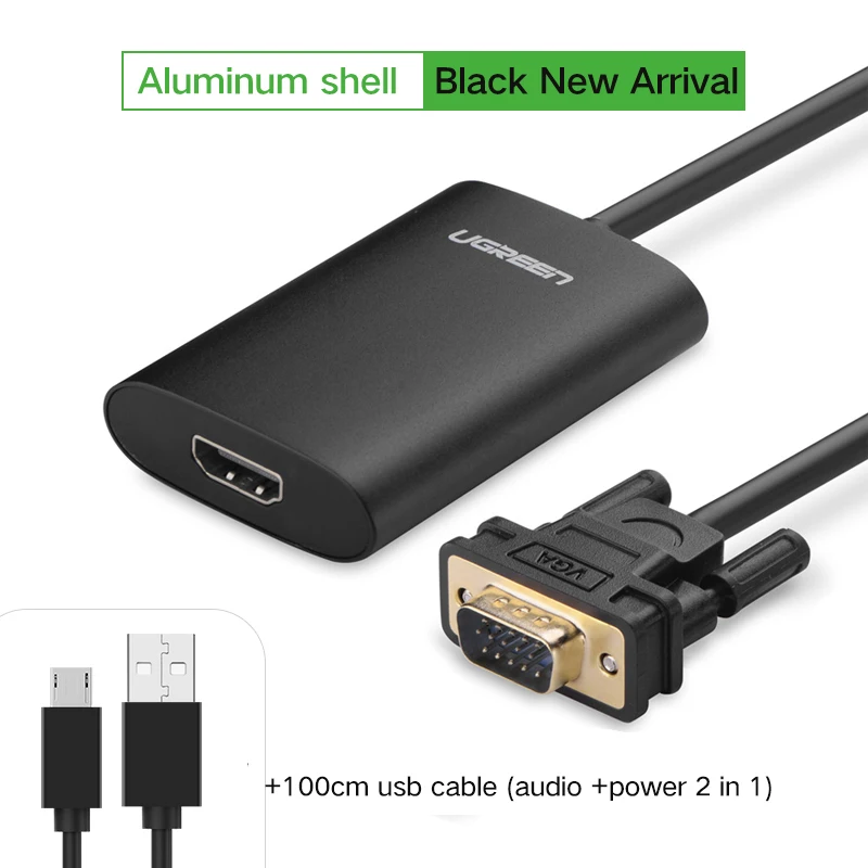 Адаптер Ugreen VGA HDMI 1080P Переходник папа мама для ноутбука монитора HDTV видео и