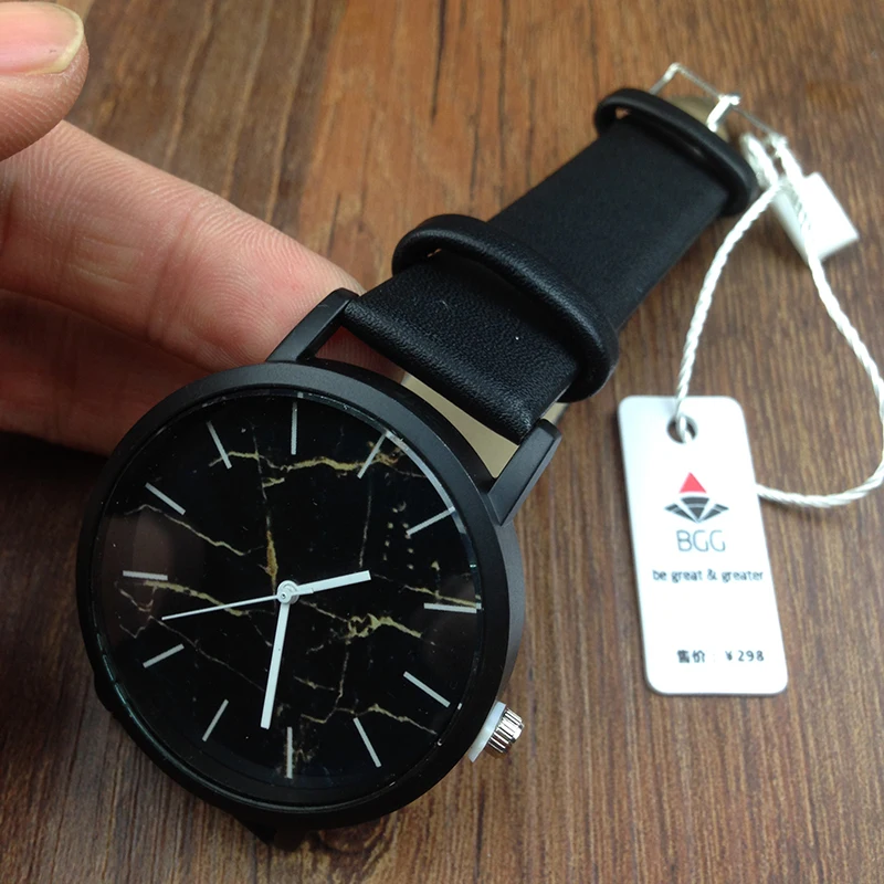 British style Marble Watches 2018 Hot Fashion Marbling Stripe Creative Quartz Watch Men Women Wristwatches Genuine Leather Clock