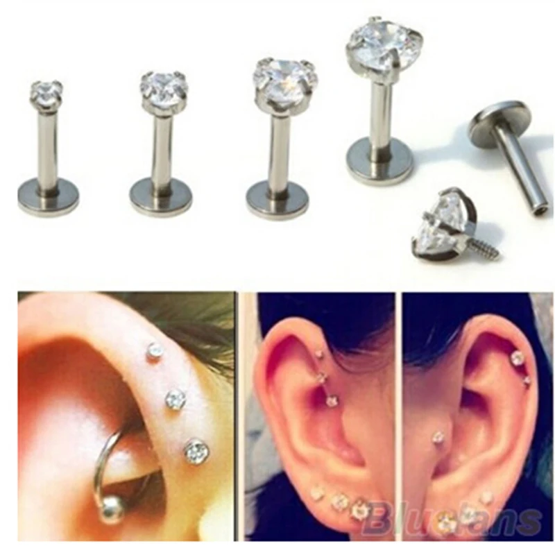 Bar 2 3 4 5mm Cubic Zirconia Gem Ear Cartilage Tragus Helix Studs Bar 2 3 4 5mm Cubic Zirconia Gem Ear Cartilage Tragus Helix Studs Earrings Lip Labret Piercing Fashion Jewelry Gifts 368982 In Stud From