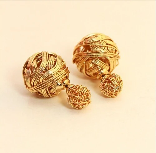 Hot Ing New Latest Fashion Double Sides Pearl Earring Two Gold Hot Ing New Latest Fashion Double Sides Pearl Earring Two Gold Ball Stud Earrings For