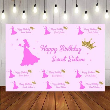 

Photography Backdrops Sweet Birthday Pink Backdrop Repeat Crown Background Girls Custom Decor Backdrop Photo Studio Photocall