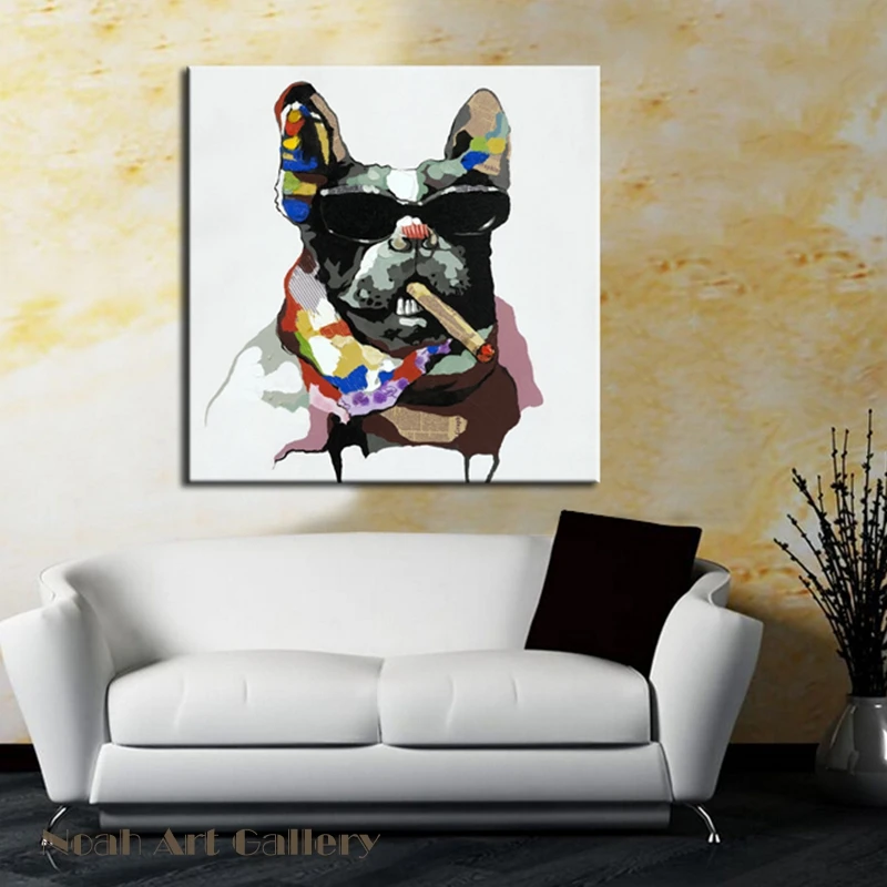 

NEW Cool Smoking Dog Modern Canvas Wall Art Abstract Animal Oil Painting On Canvas Home Decor Painting Dog Calligraphy Picture