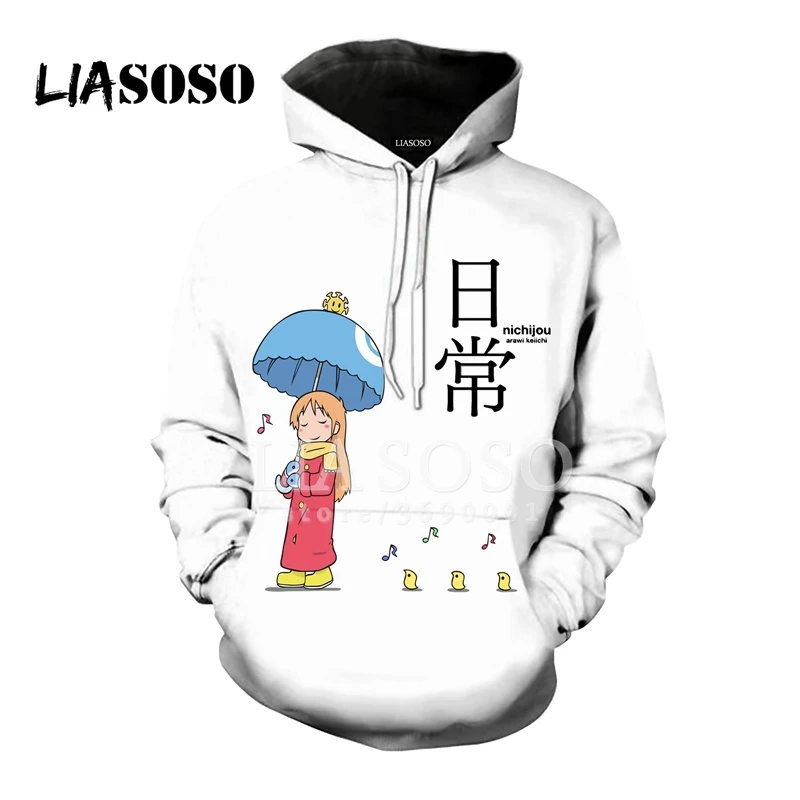 LIASOSO Новое поступление Аниме NICHIJOU 3D принт Для женщин Для мужчин Толстовки с капюшоном толстовки пуловер Харадзюку хип-хоп