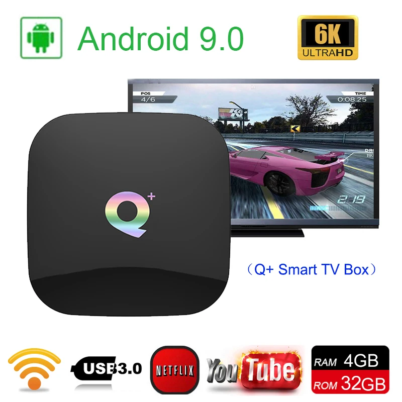 Оригинальный Smart ТВ Box Android 9,0 4G 32G H6 1080 p 4 K Wifi Поддержка Google Play Netflix телеприставке H.265 6 K Smart ТВ Media Player