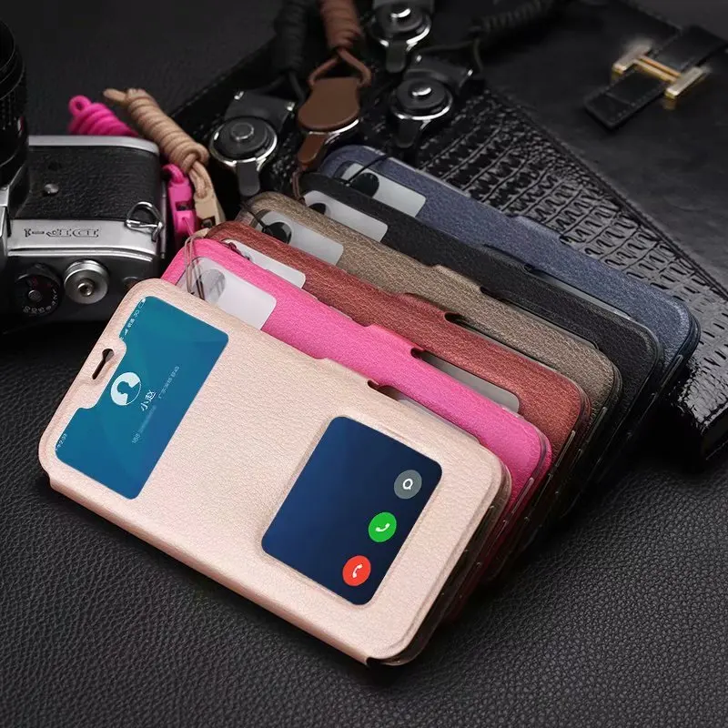 Деловой Чехол книжка из искусственной кожи с окошком для телефона Xiaomi Mi 8 Lite со