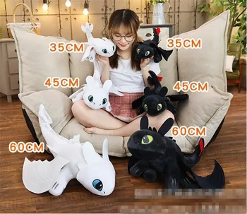

25/35/45/60cm How To Train Your Dragon 3 Toothless Anime Figure Night Fury Light Fury Toys Dragon Plush Doll Toys For Children