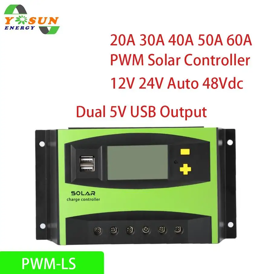 60a com Saída Dupla de 5 Lcd para Todo o Painel Controlador Solar 24 Automático Que Detecta 48vdc 20a 30a 40a 50a Usb Display Pwm 12 v