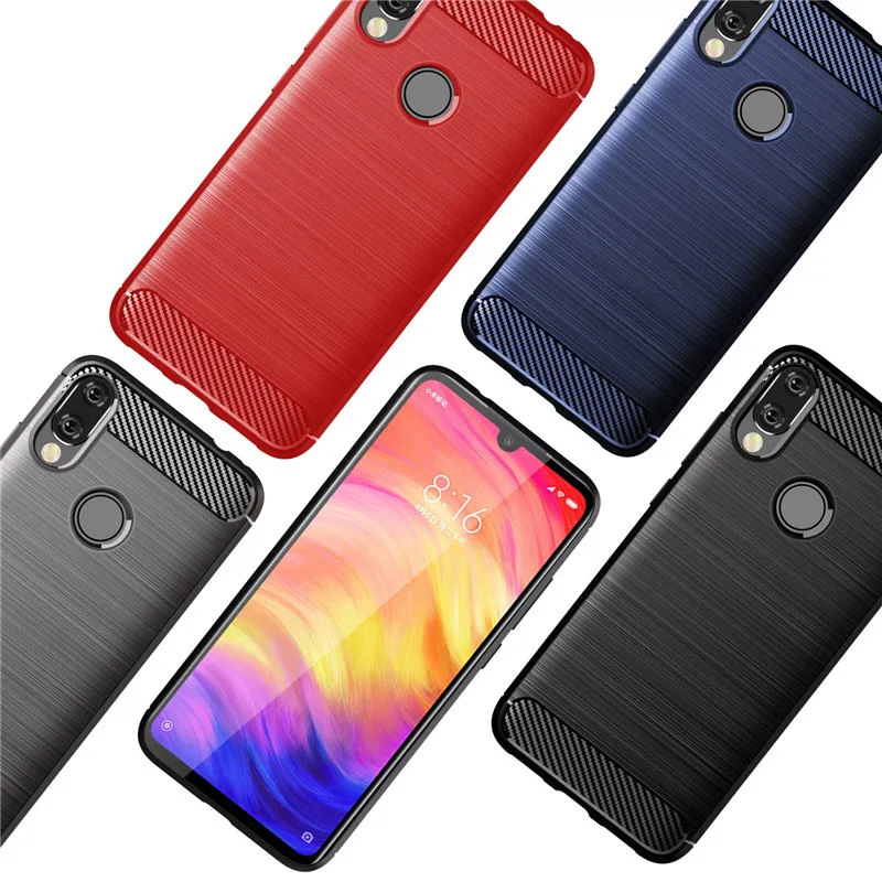 

100pcs/lot For Xiaomi Redmi Note 7 Case Mi Play A2 Lite Carbon Fiber Brushed Silicone Cover For Redmi 7A Note 5 6 Pro Plus (L98)