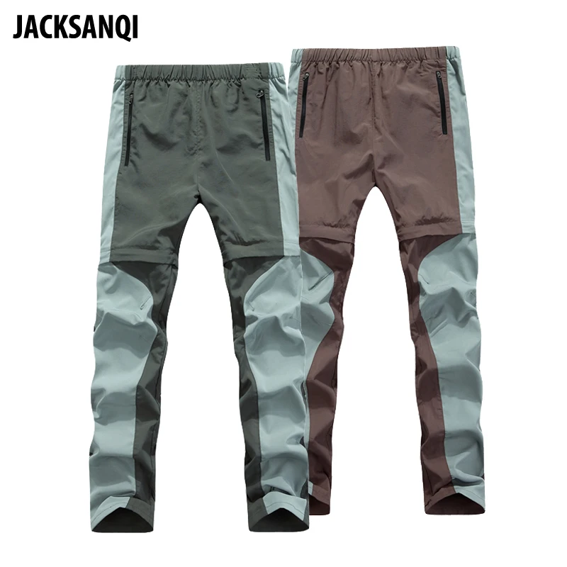 

JACKSANQI New Men's Summer Quick Dry Removable Sport Pants Outdoor Ultra-thin Breathable Camping Trekking Fishing Trousers RA206