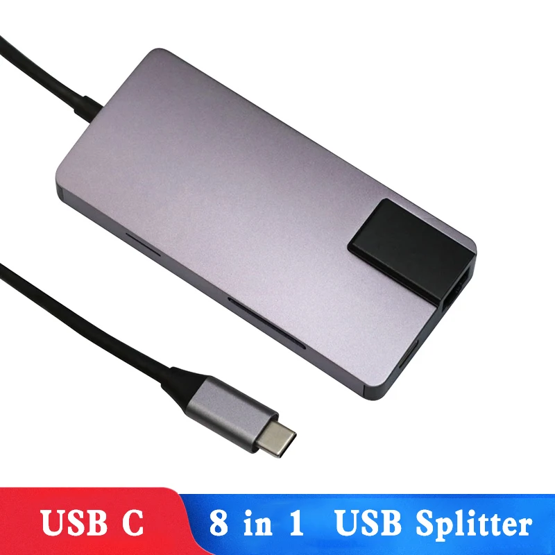 

USB C Hub Type C To HDMI RJ45 Card Reader For MacBook Pro USB Splitter Docking station Laptop Accessories Converter Mulitple hab