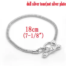 Doreenbeads серебристый цвет тумблер застежка европейский шарм браслеты 18 см(7-1/"), 4 шт