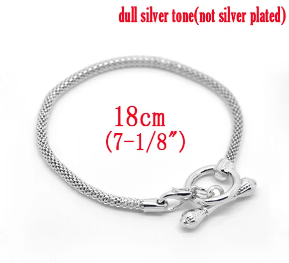 

DoreenBeads silver tone color Toggle Clasp European Charm Bracelets 18cm(7-1/8"),4PCs, new