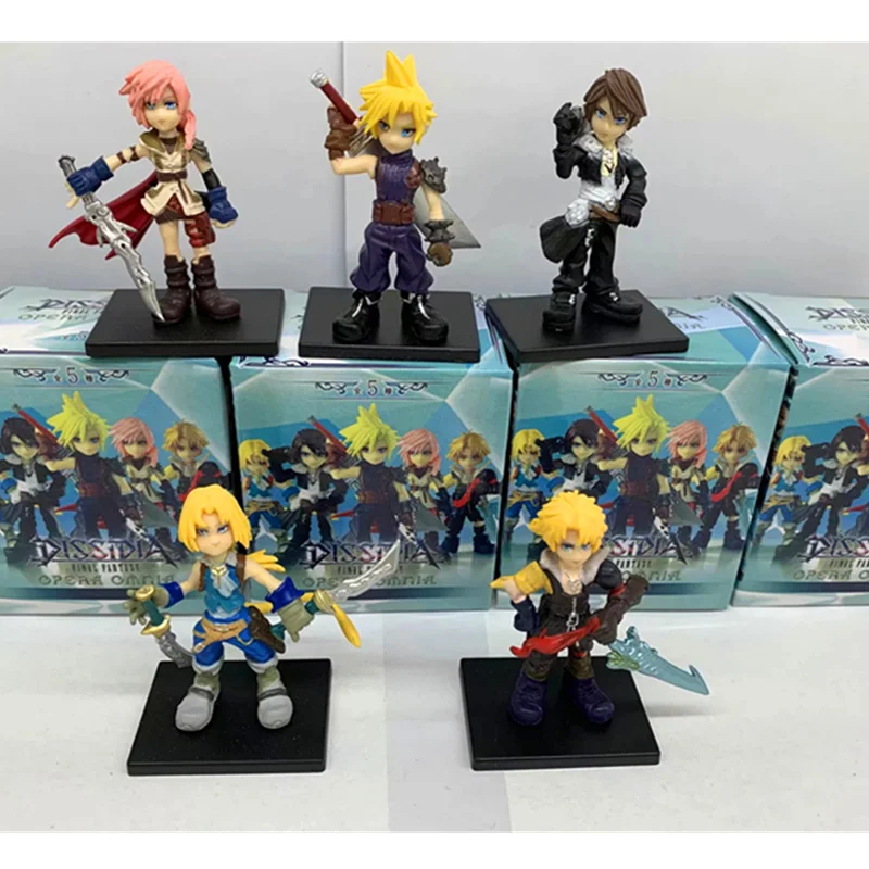 

5Pcs/set Role playing game Final Fantasy Cloud Strife Squall Lionheart Thunder Tidus Gitan Trebar Box eggs Model Toy Box N493