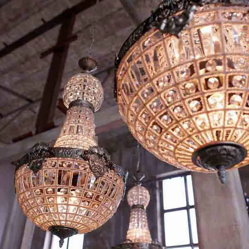 Retro Vintage oval ball Charming royal french empire style big led crystal chandelier lamp lights for