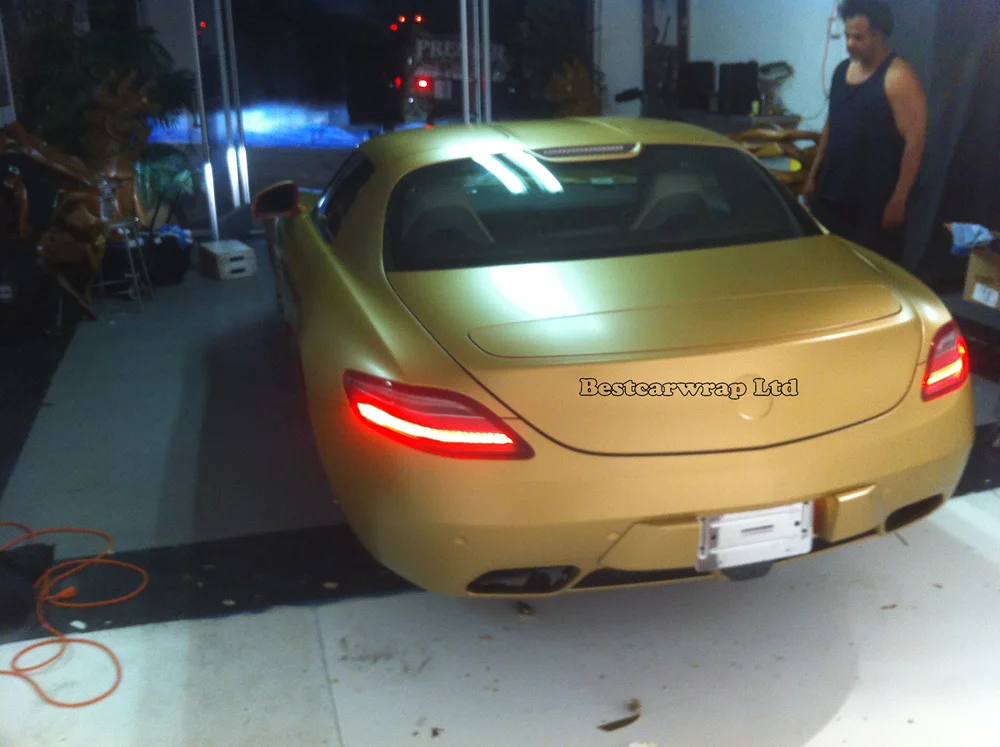 golden matt film gold matte vinyl wrapping 3m foil (3)