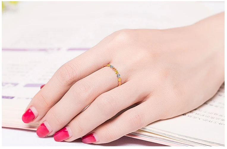 18 К золото чистое золото женское кольцо Модель Мода небо звезды многоцветное кольцо подарок для девушки поддержка надписи и настройки