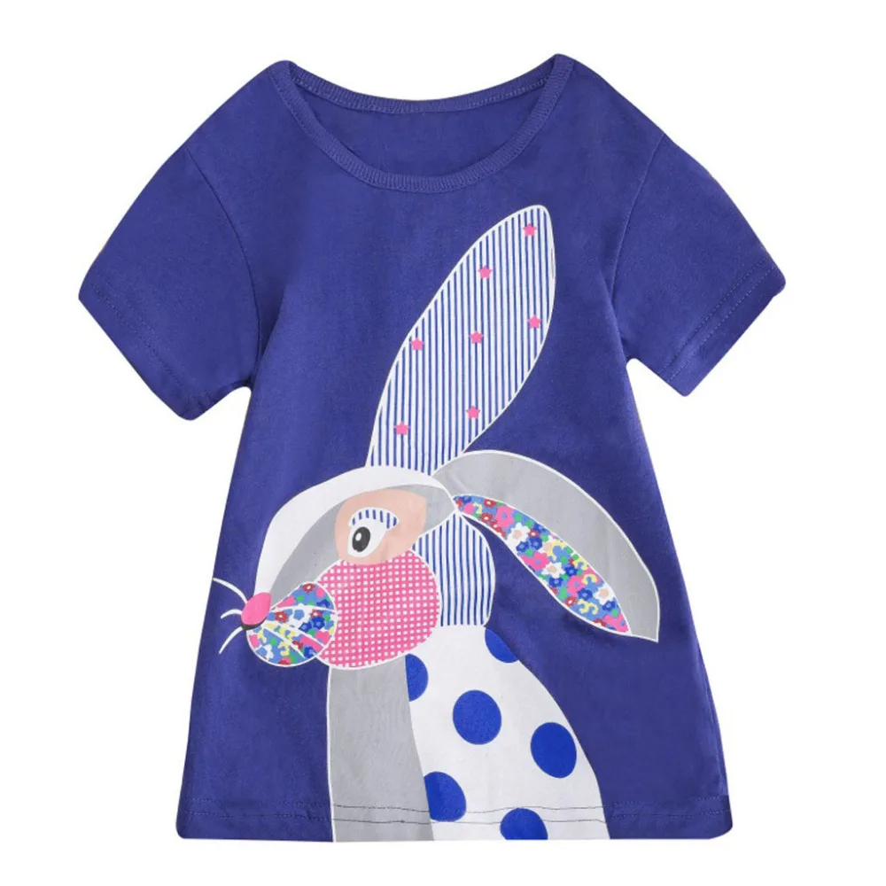 

T-Shirts Clothes Cotton Casual Tops For Summer Infant Kids Girls bunny Short Sleeve Cartoon Toddle Tops Easter gift k0305