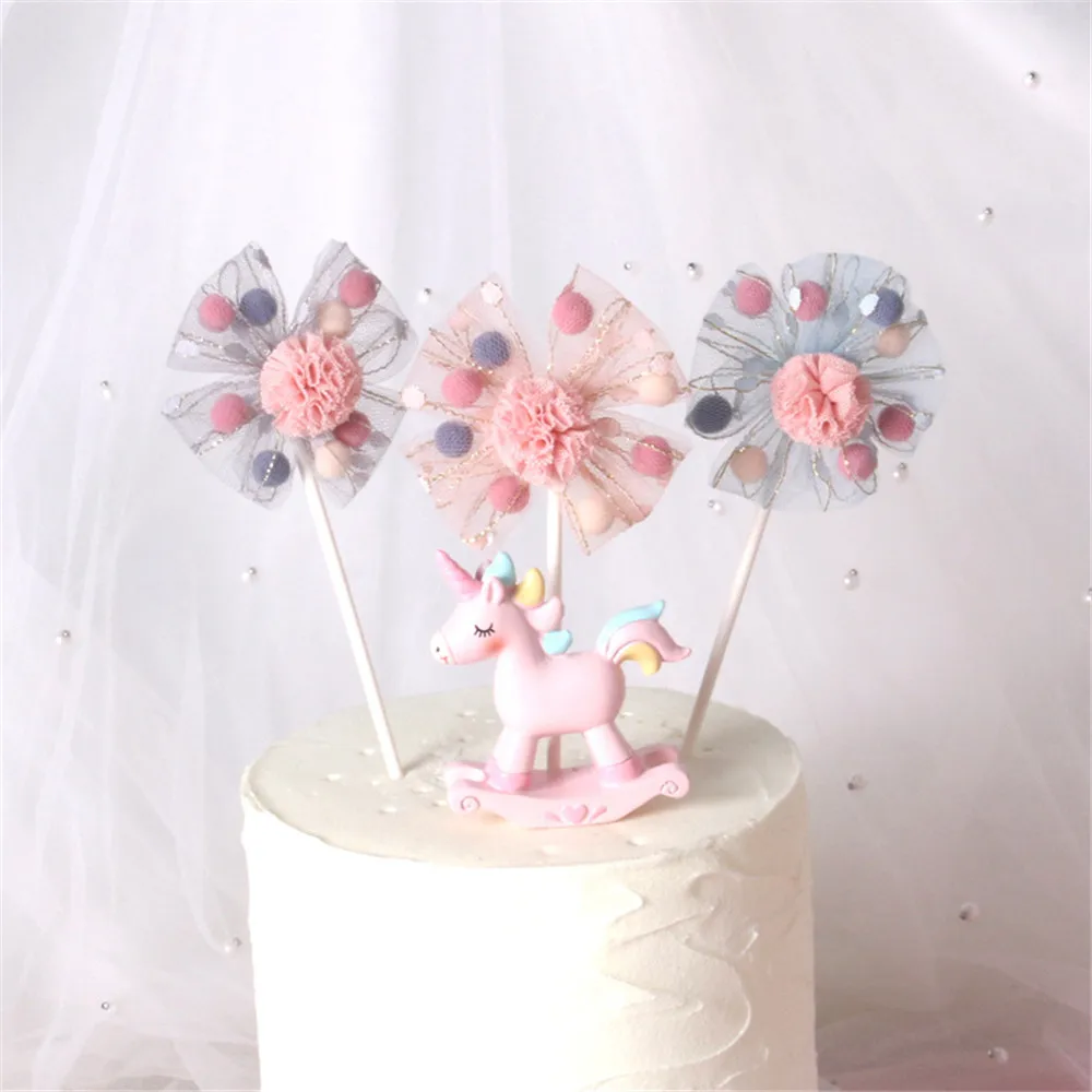 CRLEY 2 шт. Топпер для торта розовый синий серый счастливое украшение для именинного торта Hairball пряжа ручной работы кекс Gifts Свадебный декор подарки