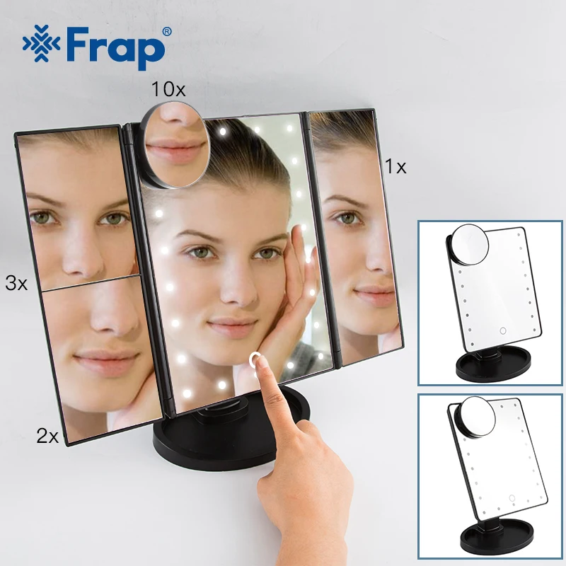 FRAP حمام مرايا LED الحديثة الحمام المكياج مرايا أسود التكبير مرايا مشرق USB استخدام مرايا الحمام اكسسوارات FRAP حمام مرايا LED الحديثة الحمام المكياج مرايا أسود التكبير مرايا مشرق USB استخدام مرايا الحمام اكسسوارات