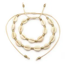 Модные бусины золотистого цвета раковина Каури колье ожерелье для женщин белый коричневый ожерелье черный ремень ожерелье пляжное ожерелье