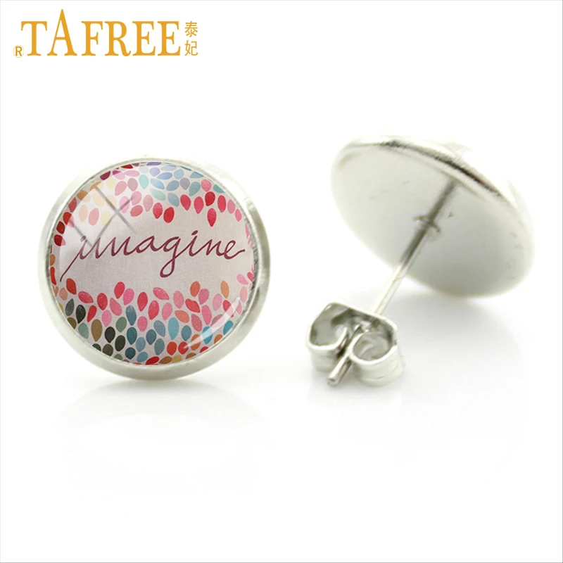 TAFREE A Big Tree Picture Stud Earrings on the pink background Vintage Flower earring Wintersweet Cherry Blossom jewlery A765|stud earrings|earring