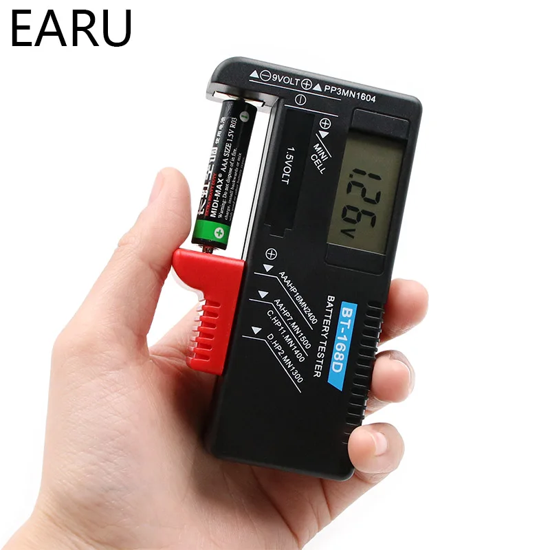 

1pc BT-168D Digital Battery Capacitance Diagnostic Tool Battery Tester LCD Display Check AAA AA Button Cell Universal Tester