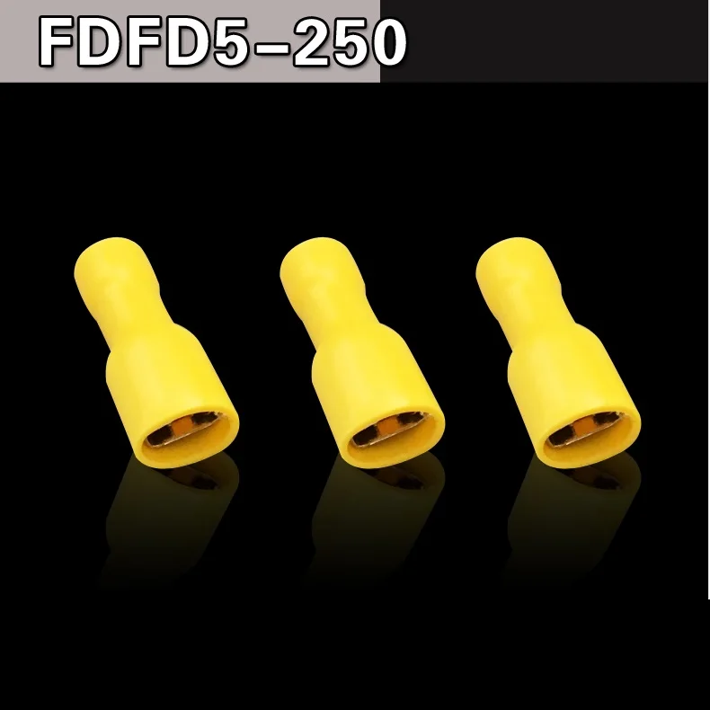 

FDFD5-250 Female Insulated Electrical Crimp Terminal Connectors Cable Wire Connector 100PCS/Pack AWG 12-10 FDFD