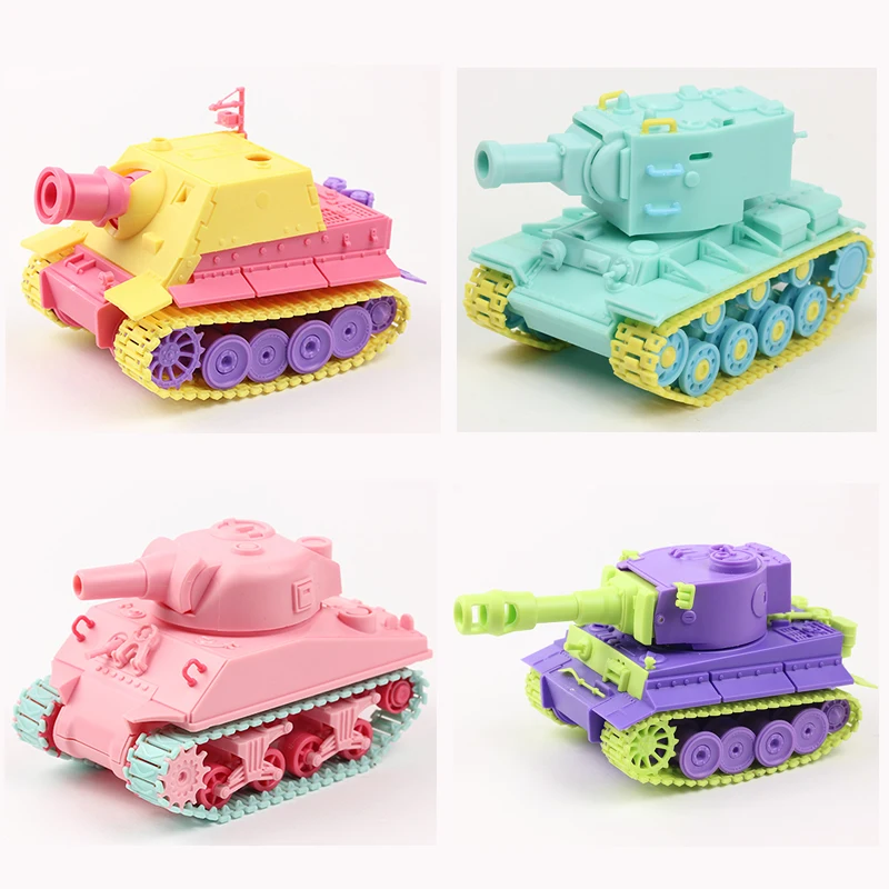 

4 Styles Original Meng Q Ver German tiger Famous tank Colorful Cute Tank Toy Assembly Model Building Kits gift for boy