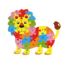 CHAMSGEND деревянные головоломки Забавные Животные познавательные головоломки Английский алфавит обучающая развивающая игрушка подарок A8813