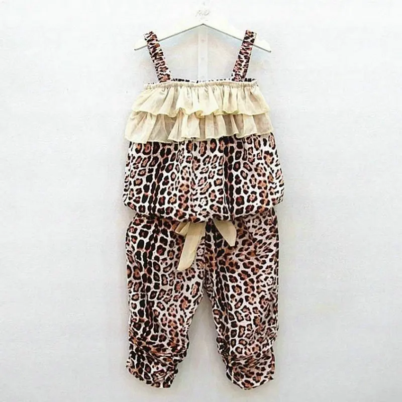 

Kids Baby Girls Children Leopard Vest + Pants Clothes Suits Outfits Sets 2 Pcs 2-6Y