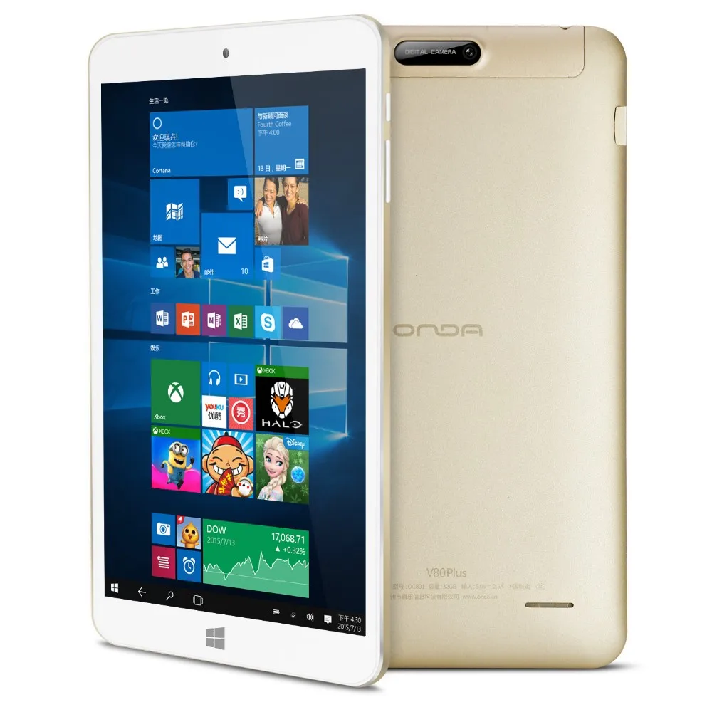  8inch IPS1920*1200 Onda V80 Plus Tablet PC Dual OS Win10 Android 5.1 Z8300 Quad Core 2GB RAM 32GB ROM HDMI 2.0M Camera Bluetooth 