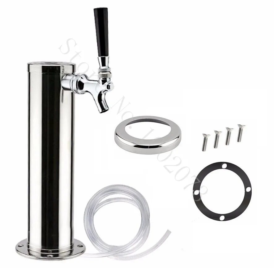 KegWorks Single Tap Chrome Draft Beer Kegerator Tower 2 1/2" Diameter
