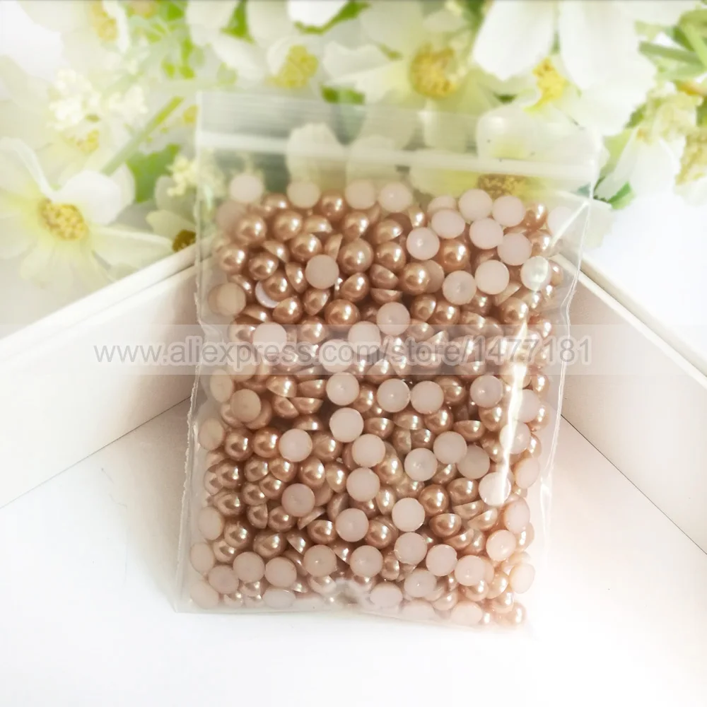 5mm half round pearls Z49 LIGHT COFFEE