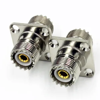 

50PCS UHF Female to UHF SO239 Jack In Series 4 Hold Flange Mount RF Adapter Connector
