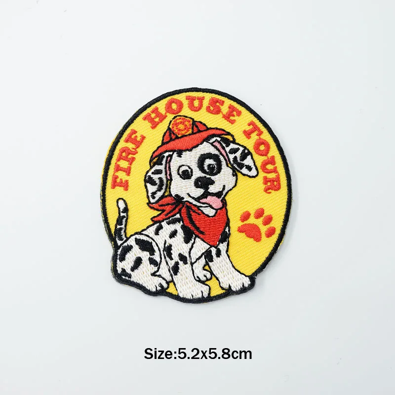 Girl Scout Fun Badge Patch~Fire Department Visit Dalmation Dog Round 