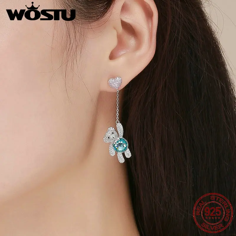 WOSTU Роскошные серьги гвоздики из 100% стерлингового серебра 925 пробы с