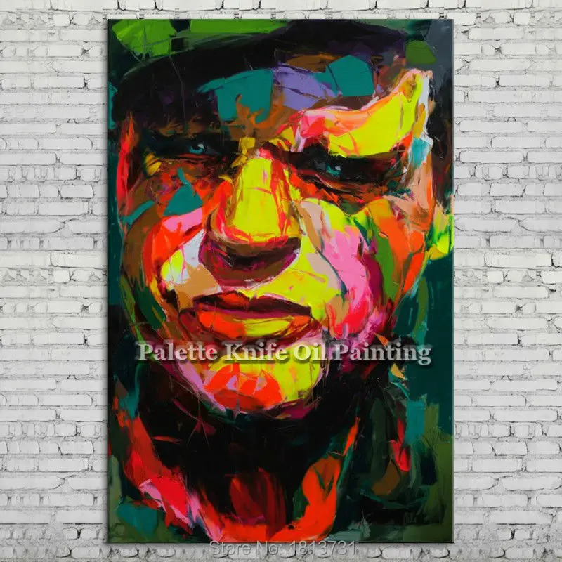 

Hand painted Francoise Nielly Palette knife portrait Face Oil painting Character figure canva wall Art picture for living room64