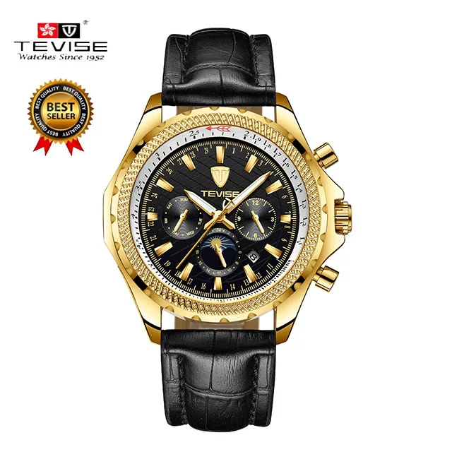 

TEVISE Mechanical Watch Men Moon Phase Luminous 30m Waterproof Date Automatic Watch Male Chinese Brand Watches Fashion t841b