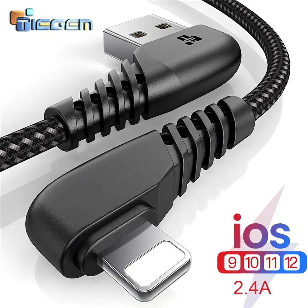 TIEGEM 90 DEGREE USB Cable For iPhone X 8 7 6 5 6s plus Cable Fast
Charging Cable Mobile Phone Charger Usb Data Cable 1M 2M 3M