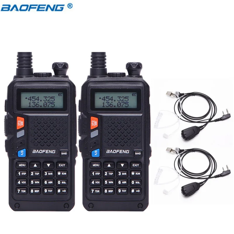 2 шт. BaoFeng BF-UVB3 Plus Walkie Talkie мощное радио CB трансивер 8 Вт 10 км длинный диапазон портативное радио для леса и города - Цвет: 2 Headset