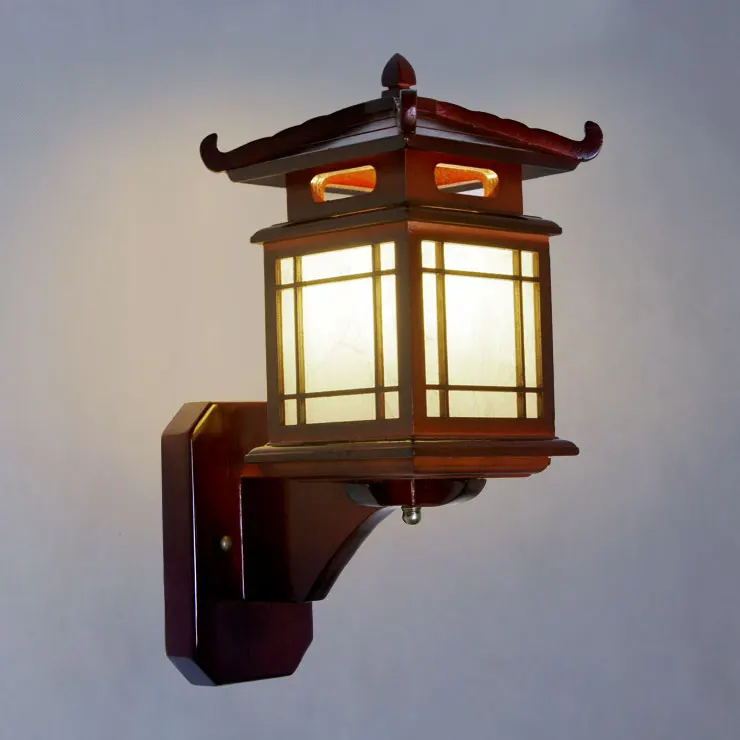 

Chinese style Wooden lambskin small house carved wooden staircase aisle lamp wall lamp bedroom balcony wall lights ZA MZ109